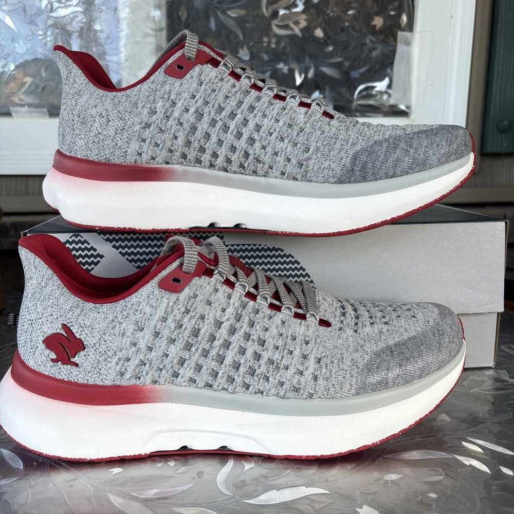 Rabbit Men Dream Chaser Running Shoes Scarlet Sage Grey Knit RMSDC-650 Size 11.5
